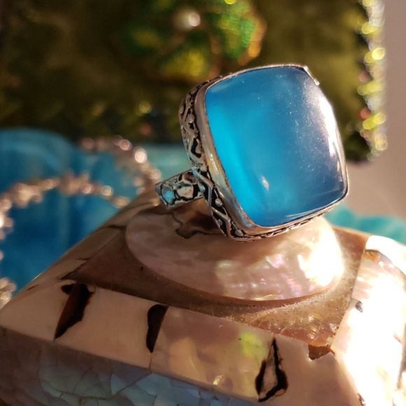 Jewelry - Blue chalcedony ring 925 size 9.